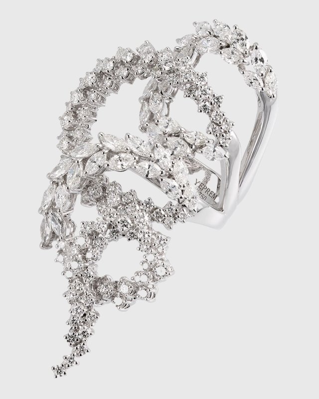 18K White Gold Diamond Y-Not Stackable Ring, Size 6.25